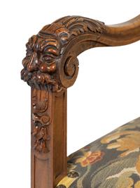 A Pair of Flemish Baroque Style Walnut Armchairs