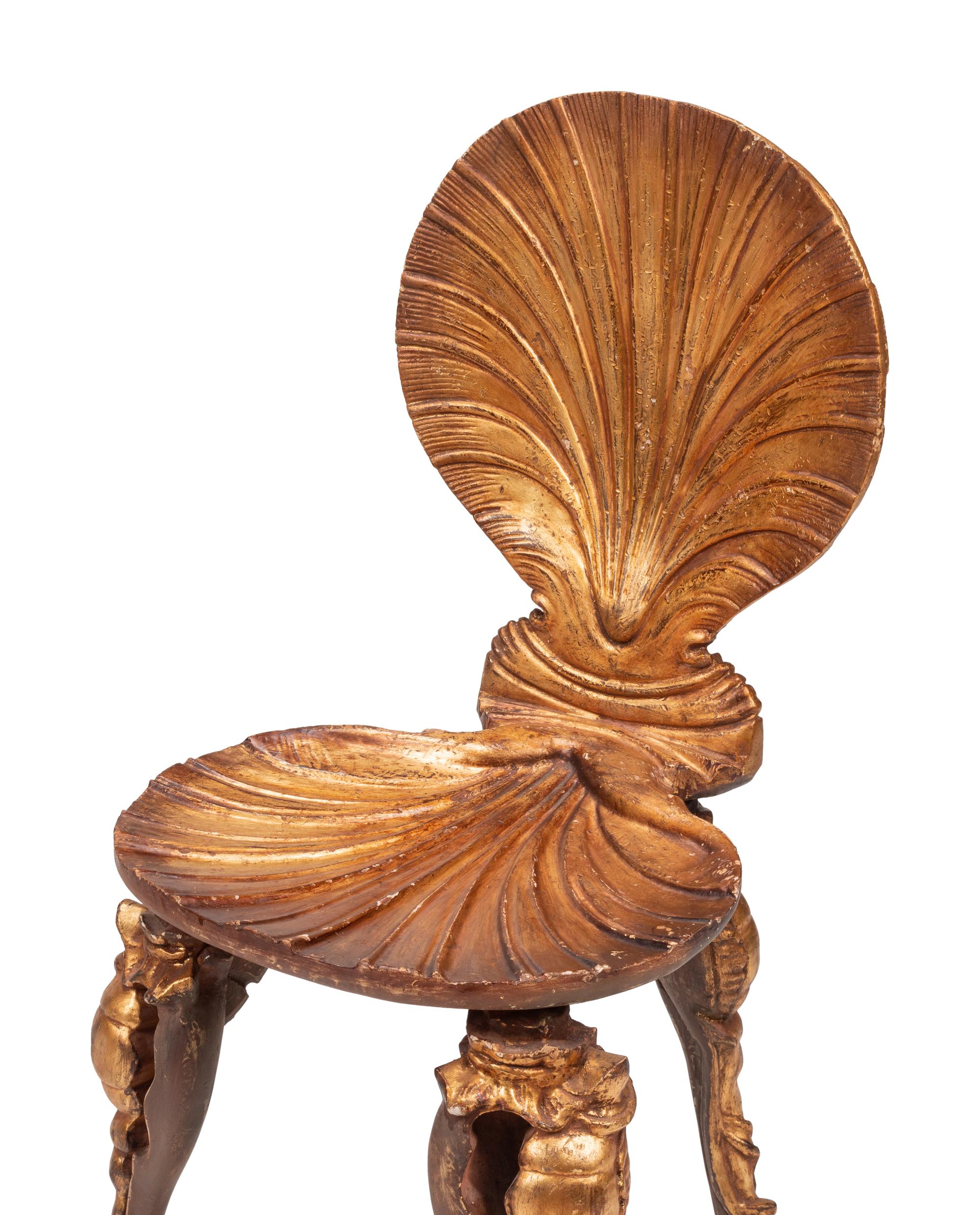 A Pair of Italian Grotto Giltwood Side Chairs