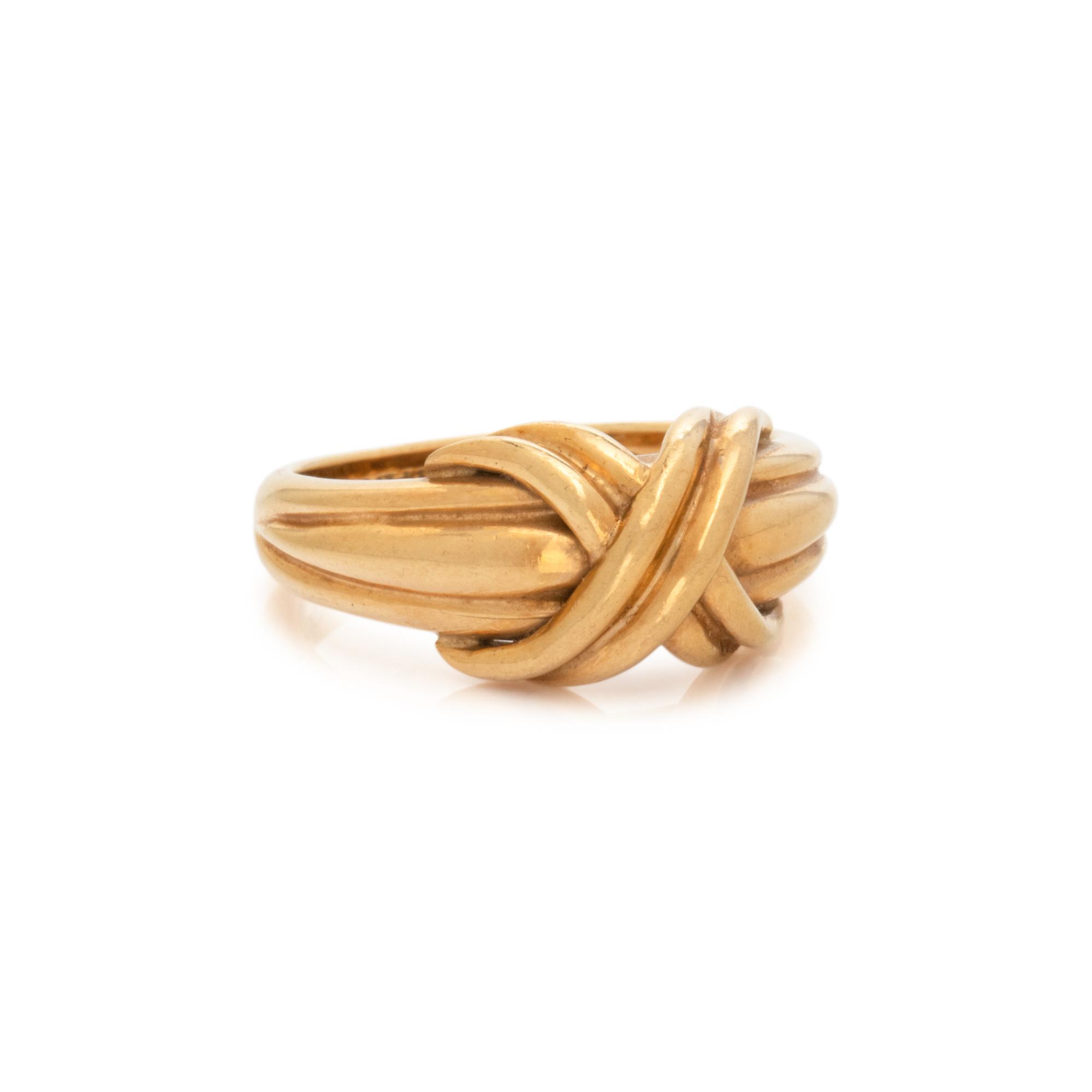 TIFFANY & CO., YELLOW GOLD 'SIGNATURE X' RING