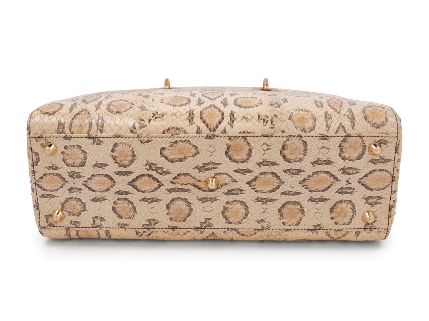 Christian Dior Tan Python Lady Dior Bag, 2019