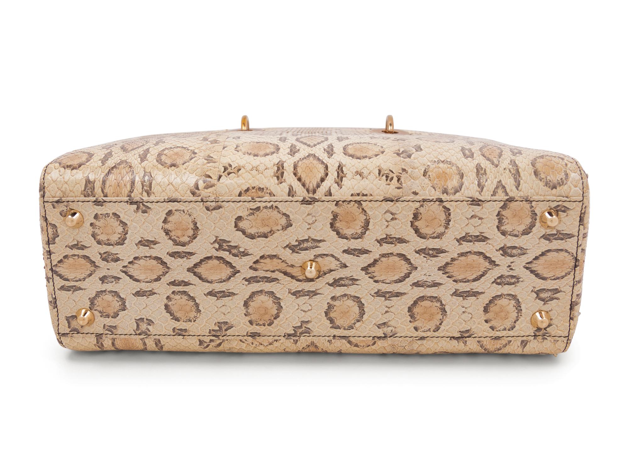 Christian Dior Tan Python Lady Dior Bag, 2019