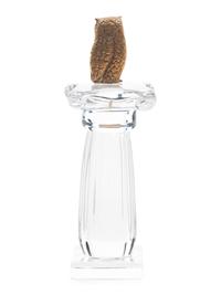 A Steuben Glass and 18 Karat Gold Column of the Owl Sculpture