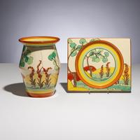 Clarice Cliff (English, 1899–1972) — Bridgewater pattern Platter and Vase