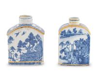 A Pair of Chinese Blue and White Porcelain Tea Caddies — 19TH CENTURY