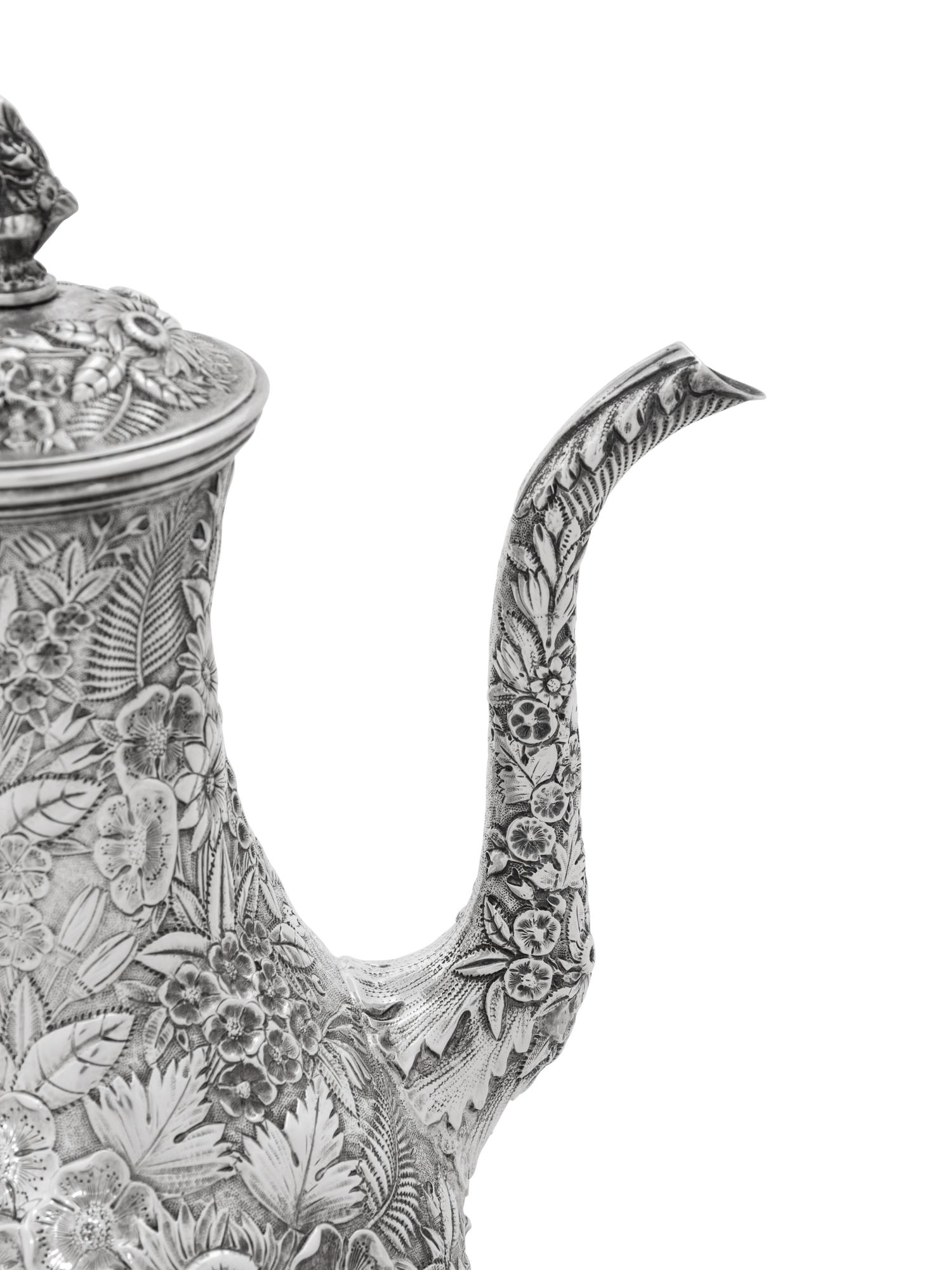 An S. Kirk and Son Repoussé Silver Four-Piece Tea and Coffee Service