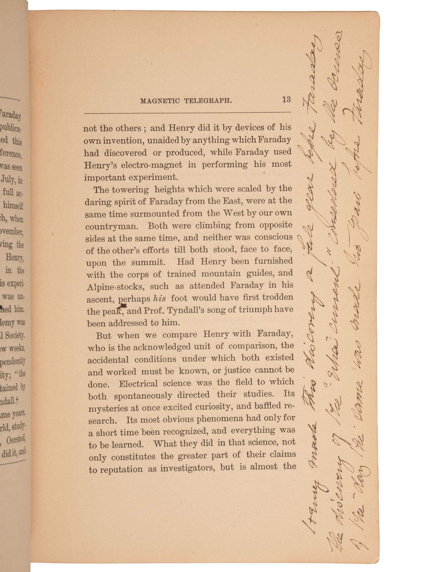 EDISON, Thomas A. (1847-1931). Joseph Henry and the Magnetic Telegraph: An Address delivered at Princeton College, June 16, 1885, by Edward N. Dickerson . New York: Charles Scribner's Sons, 1885. Twice signed by Edison.