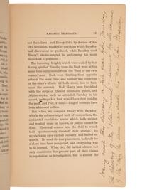 EDISON, Thomas A. (1847-1931). Joseph Henry and the Magnetic Telegraph: An Address delivered at Princeton College, June 16, 1885, by Edward N. Dickerson . New York: Charles Scribner's Sons, 1885. Twice signed by Edison.