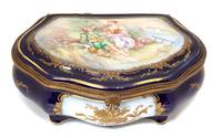 A Sevres Polychrome and Gilt Decorated Porcelain Jewel Box Height 5 x width 11 1/2 x depth 8 1/2 inches. — 19TH CENTURY