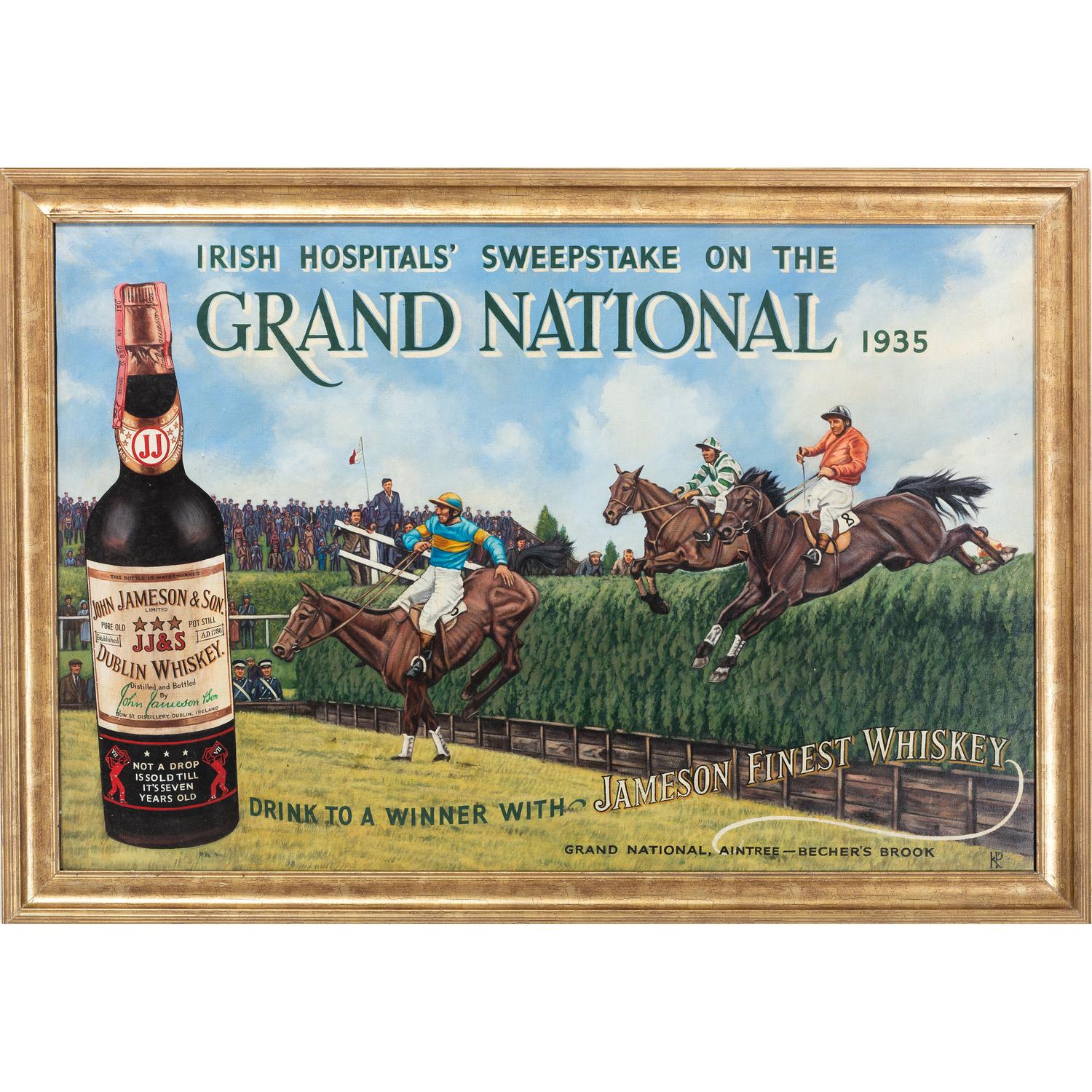 A Jameson Finest Whiskey Grand National Painted Advertisement