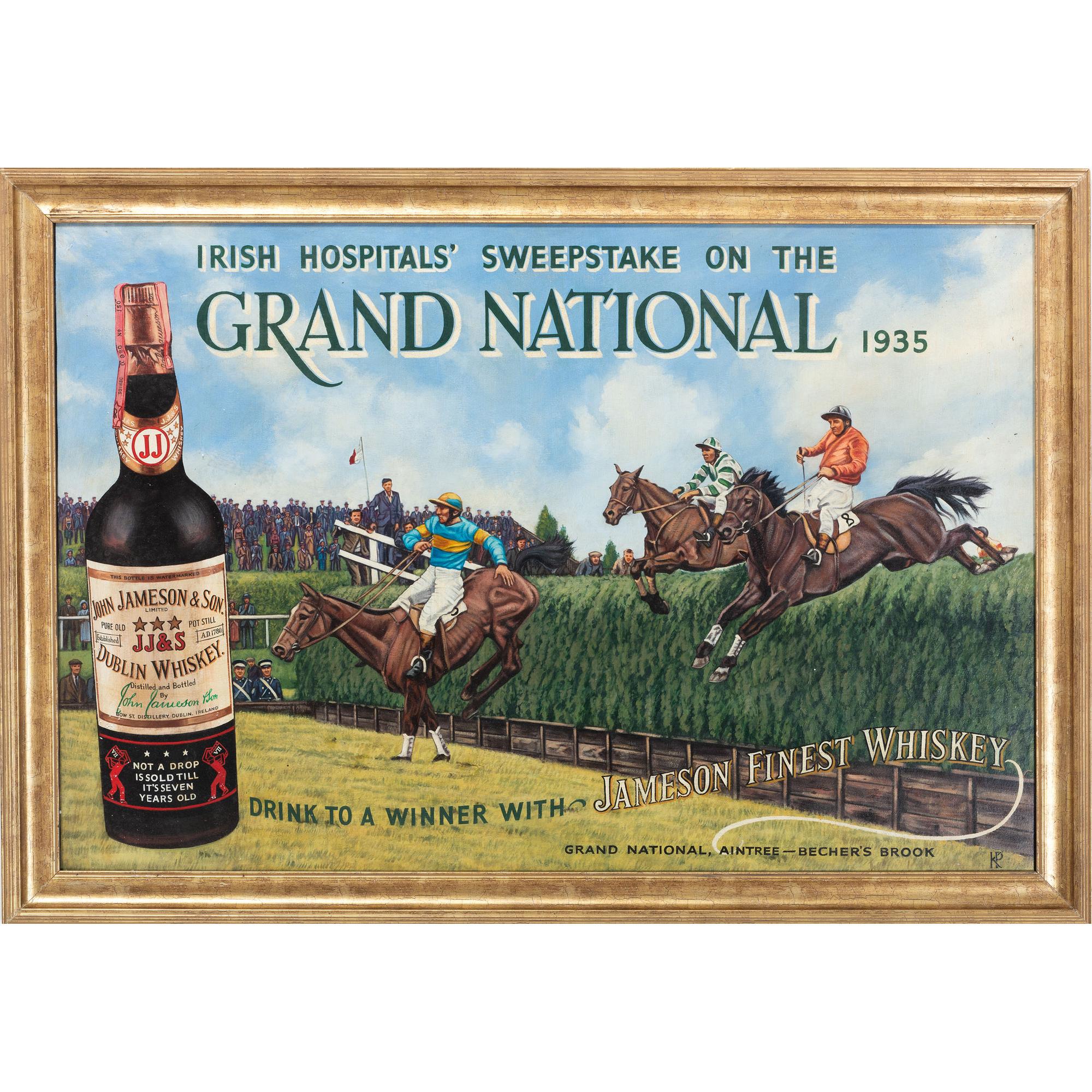 A Jameson Finest Whiskey Grand National Painted Advertisement