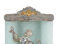 A Pair of Large Art Deco Style Gilt and Silvered Bronze Etched Glass Sconces