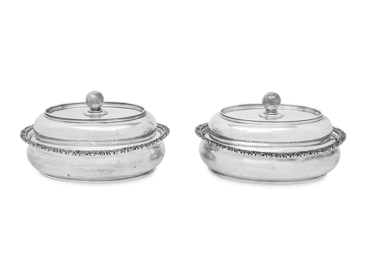 A Pair of American Silver Covered Vegetable Dishes