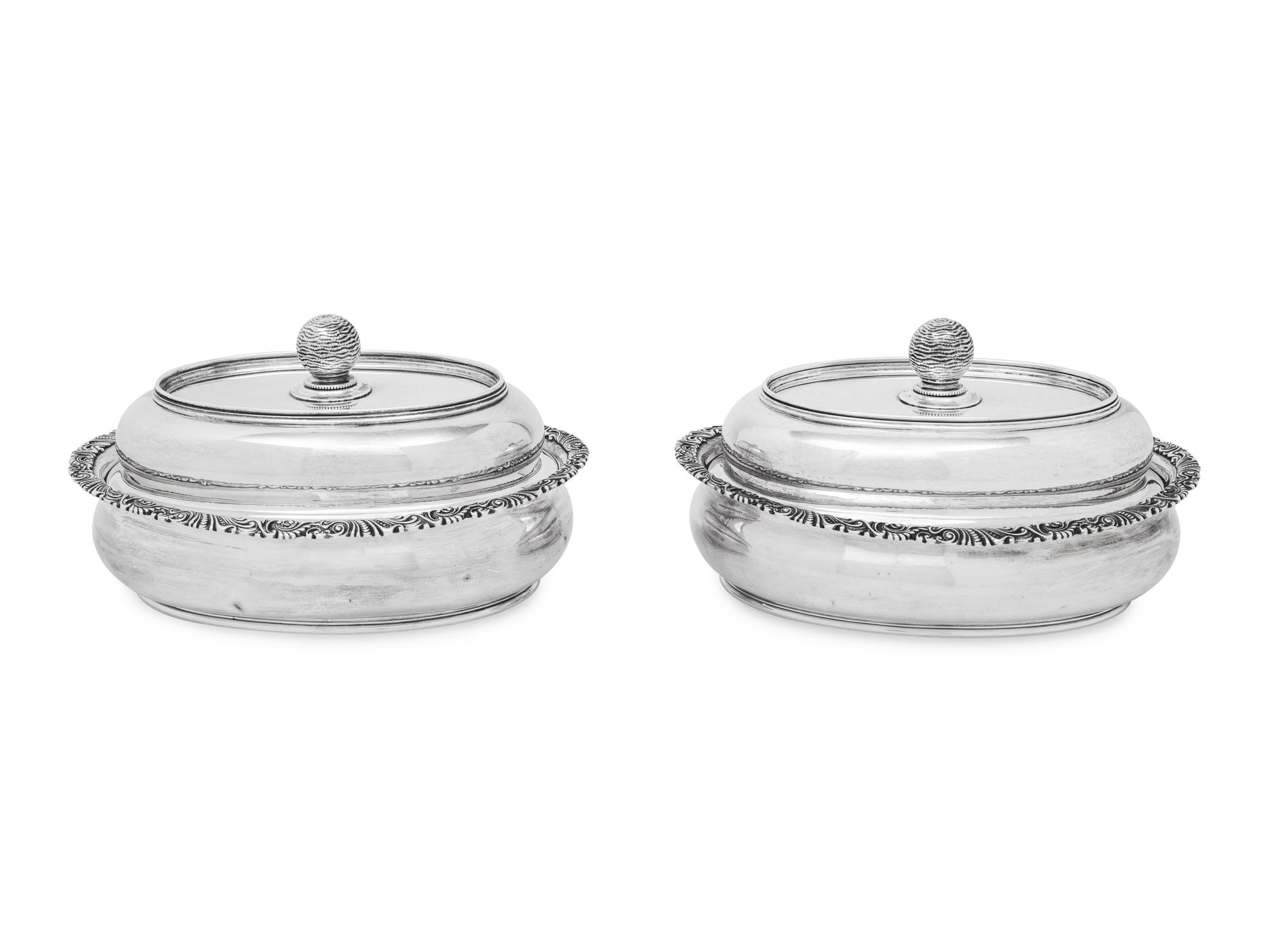 A Pair of American Silver Covered Vegetable Dishes