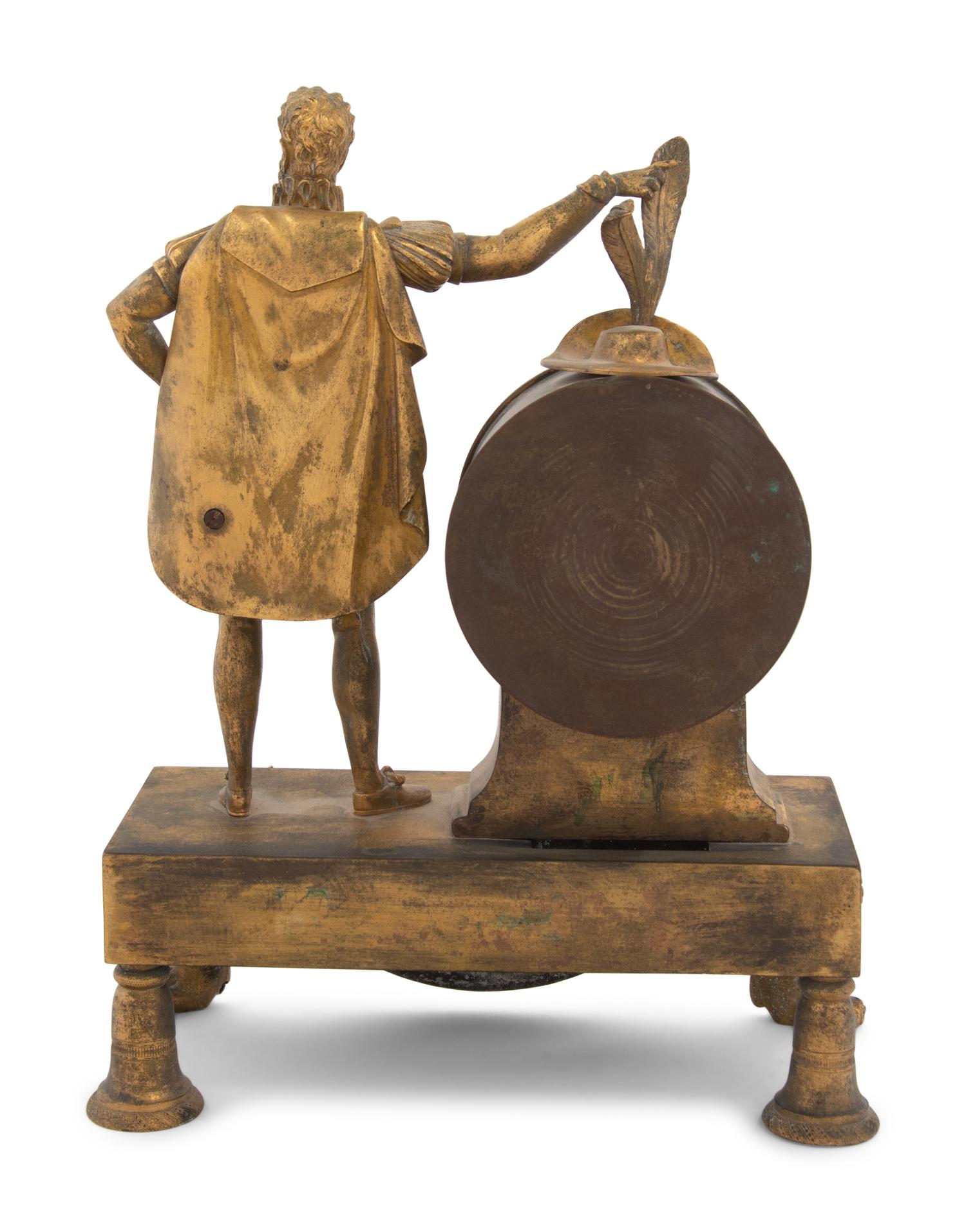 An Empire Style Gilt Bronze Figural Mantel Clock