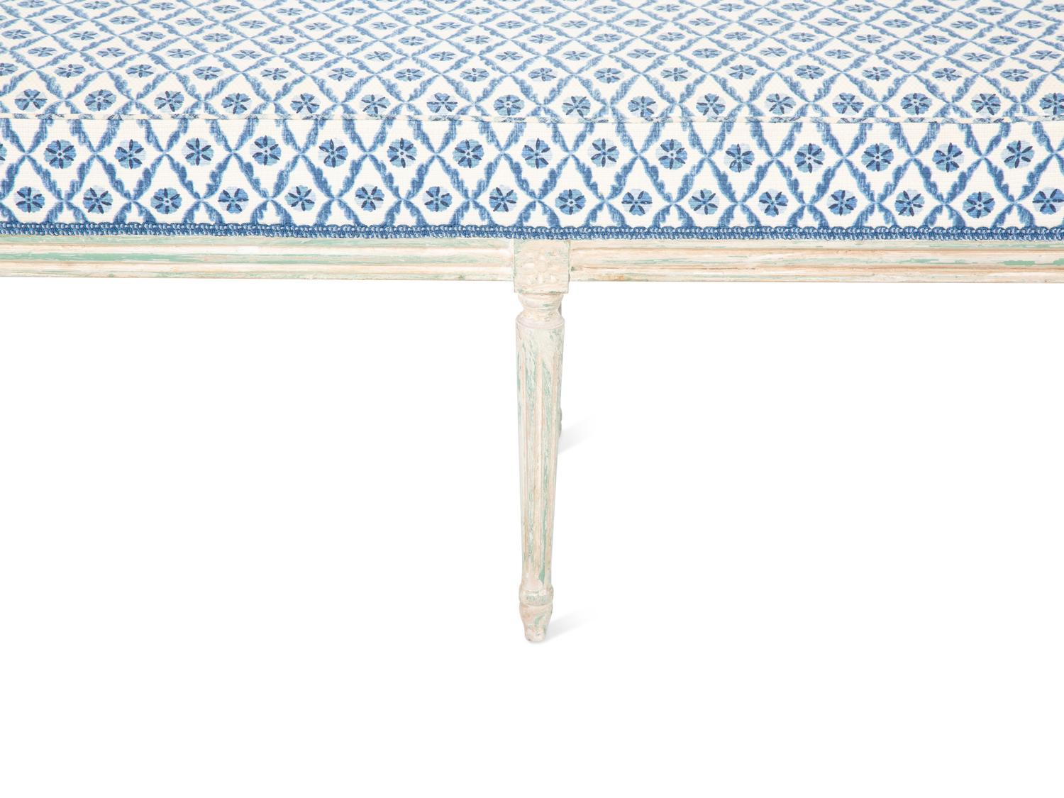 A Louis XVI Style Painted Window Bench with Upholstered Seat — 20TH CENTURY