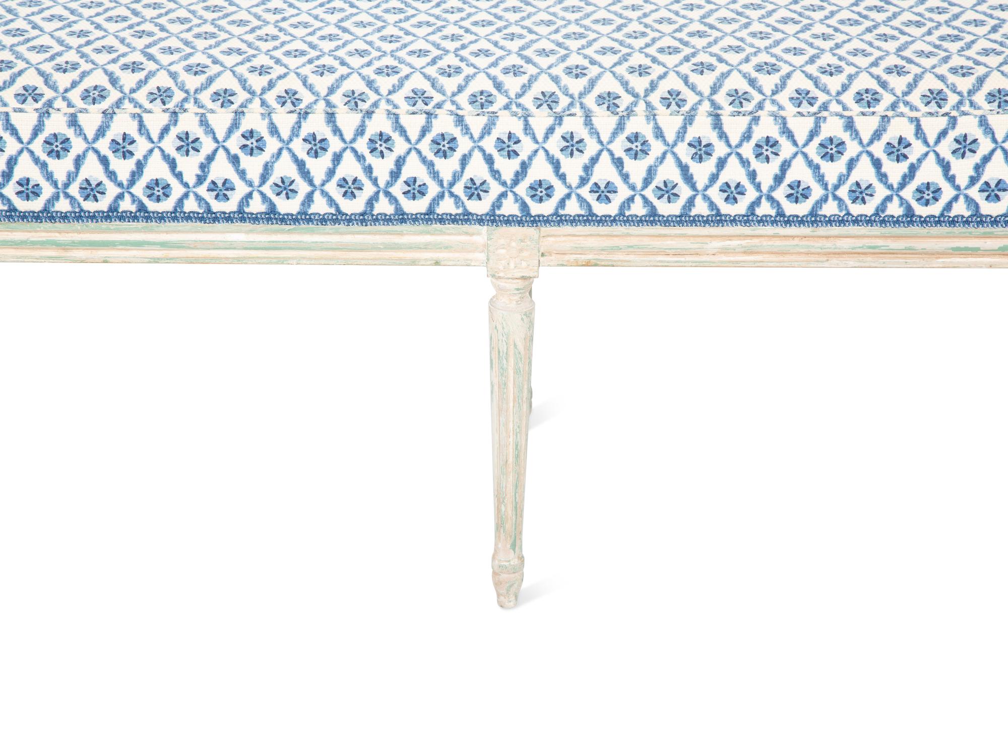 A Louis XVI Style Painted Window Bench with Upholstered Seat — 20TH CENTURY