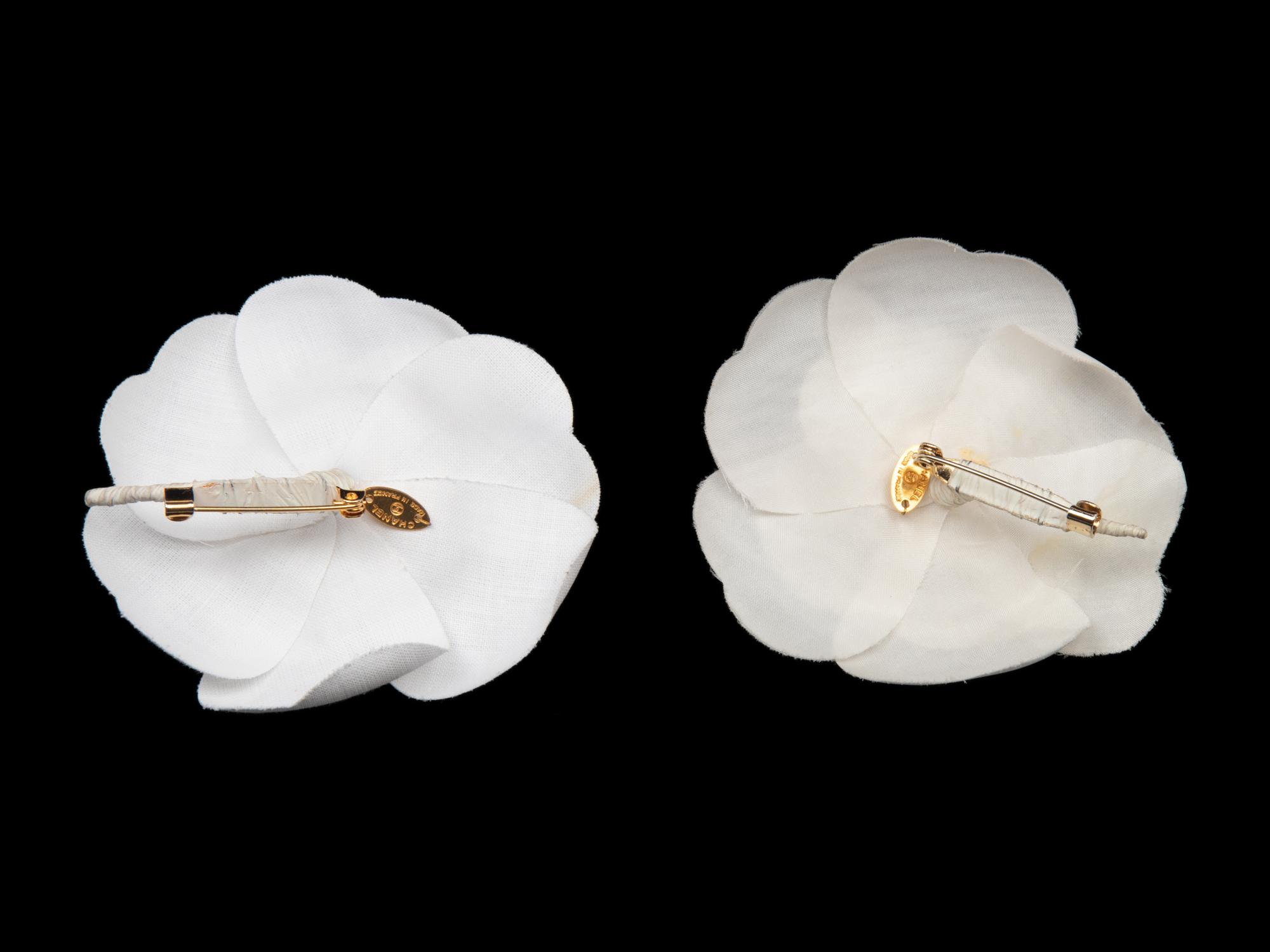 Two Vintage Chanel Camellia Brooches