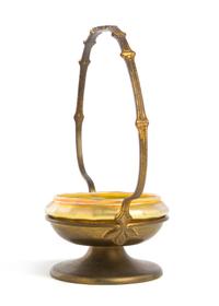Tiffany Furnaces, a Favrile glass bowl on metal stand