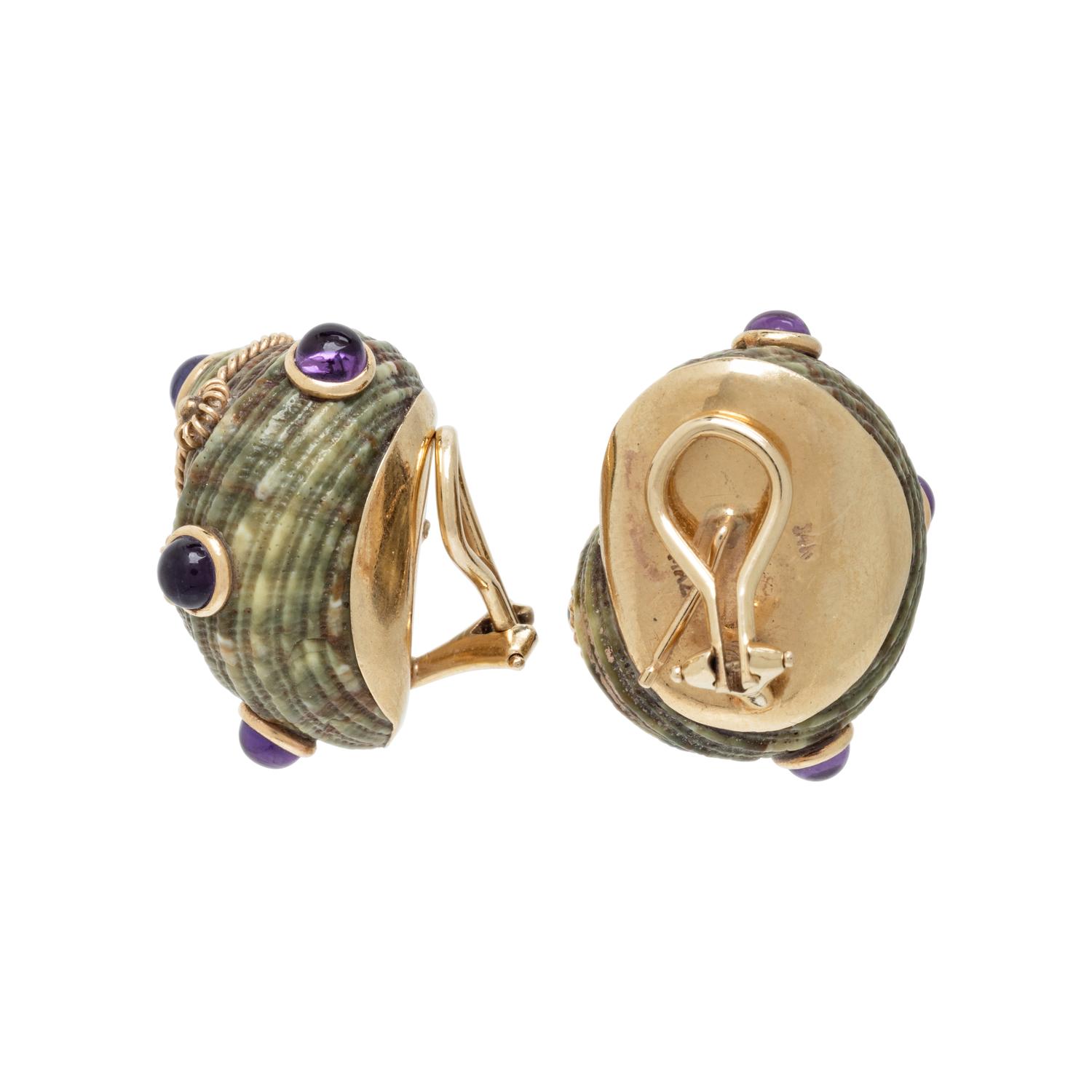 MAZ, AMETHYST AND SHELL EARRINGS