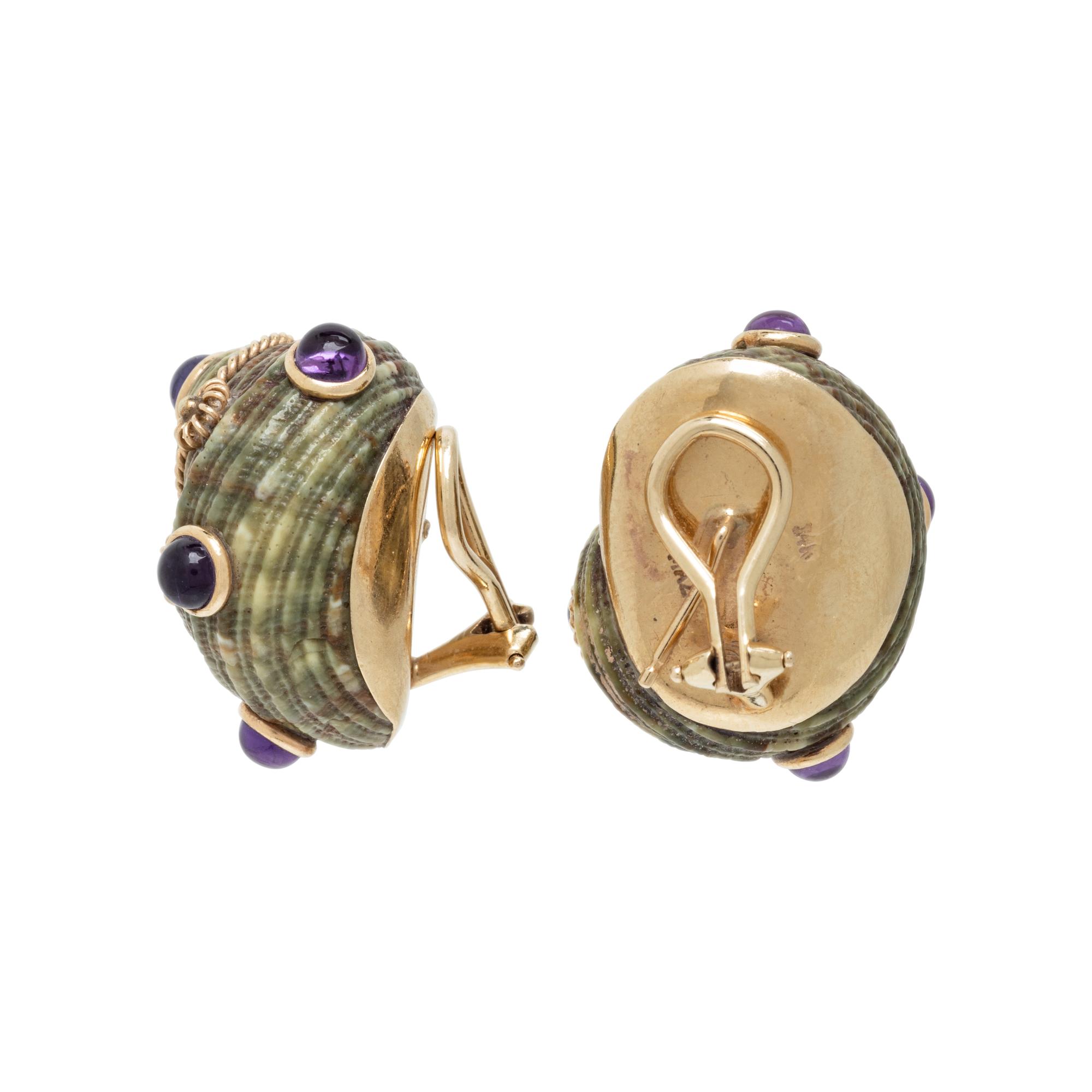 MAZ, AMETHYST AND SHELL EARRINGS