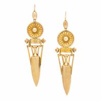 Etruscan Revival, Yellow Gold Earrings