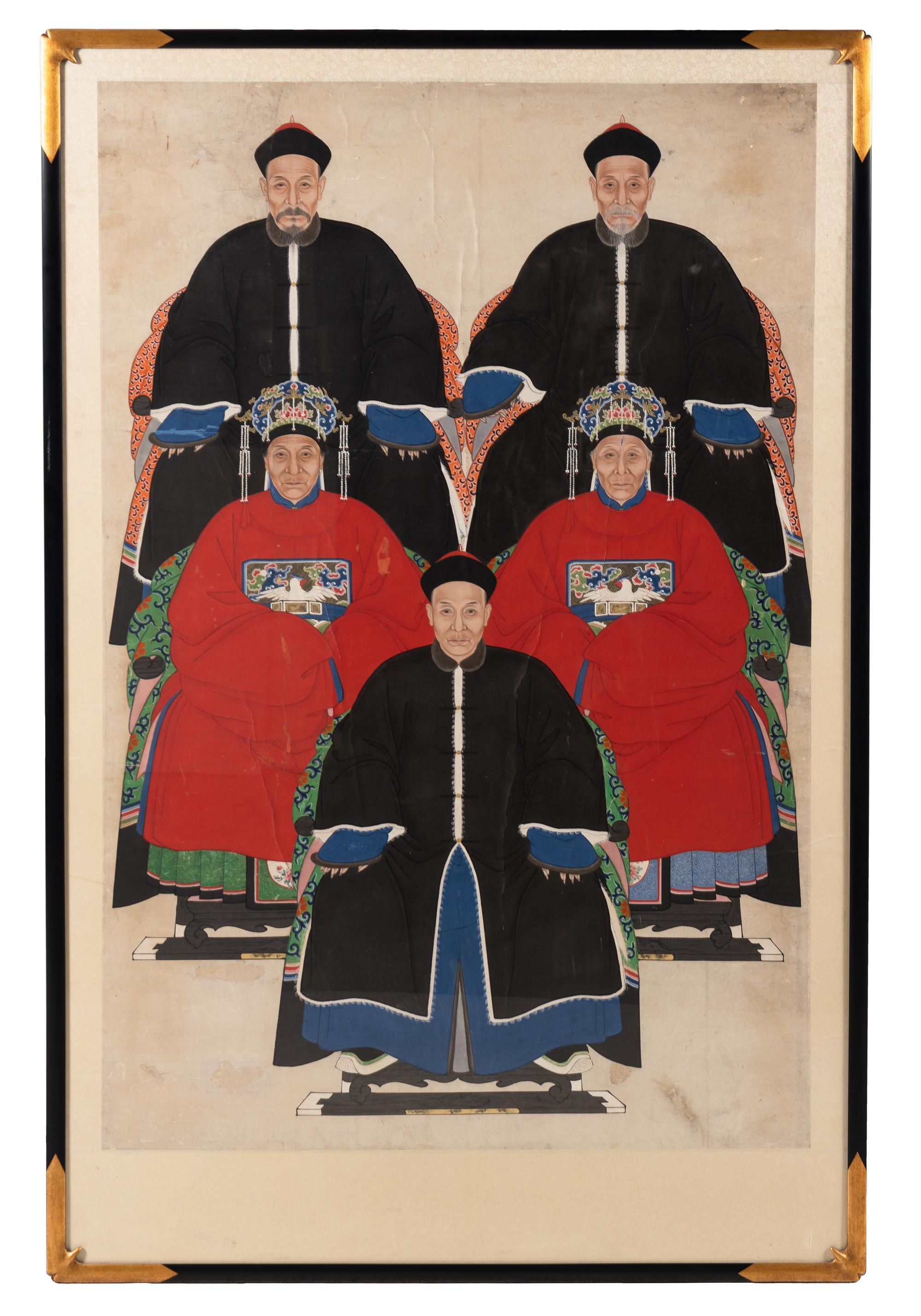 A Chinese Ink and Color Painting of Court Figures
