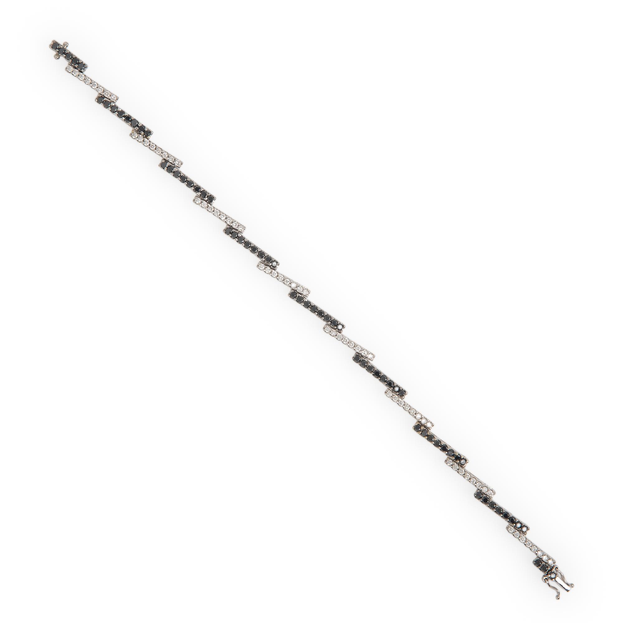 Diamond, Black Diamond, and White Gold Bracelet