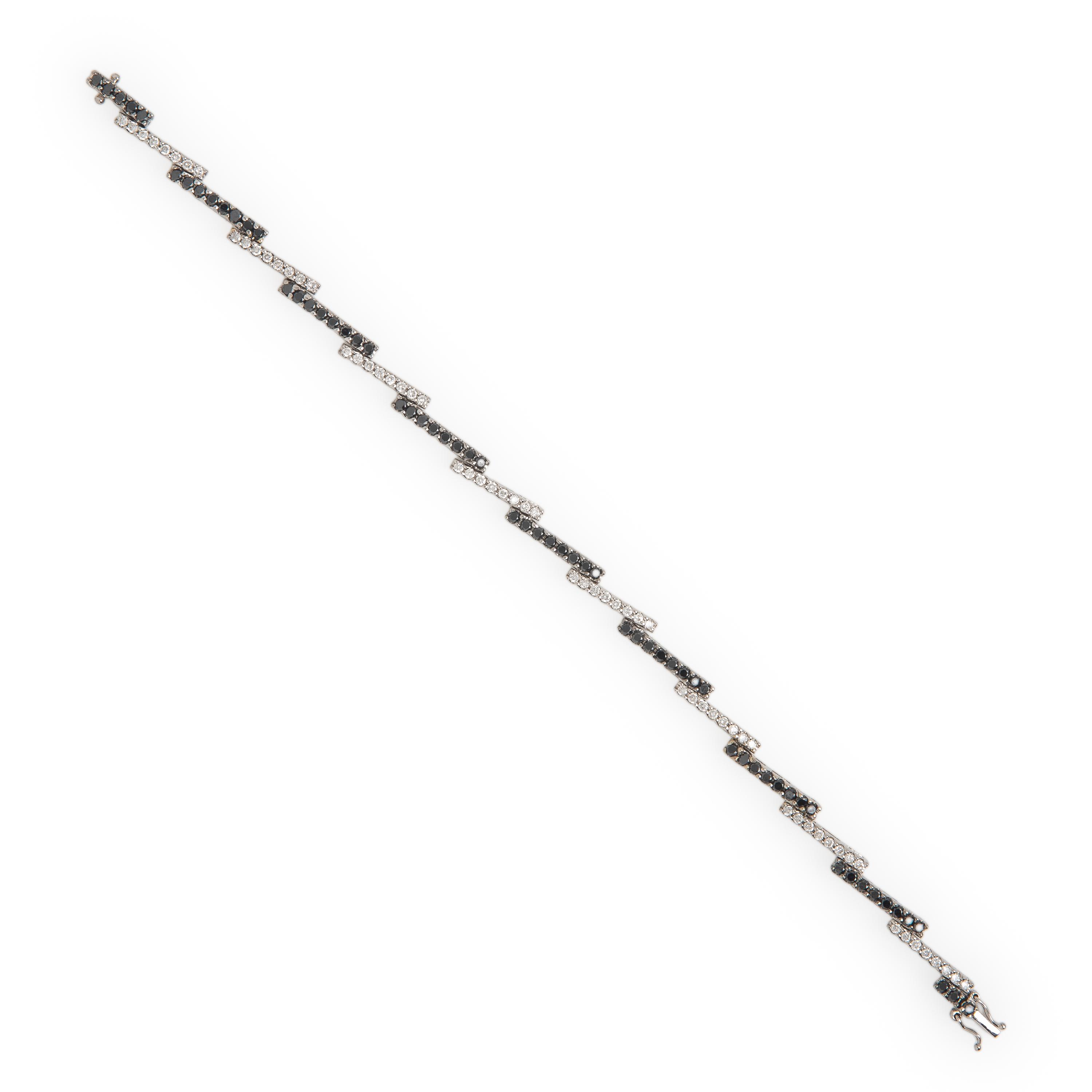 Diamond, Black Diamond, and White Gold Bracelet