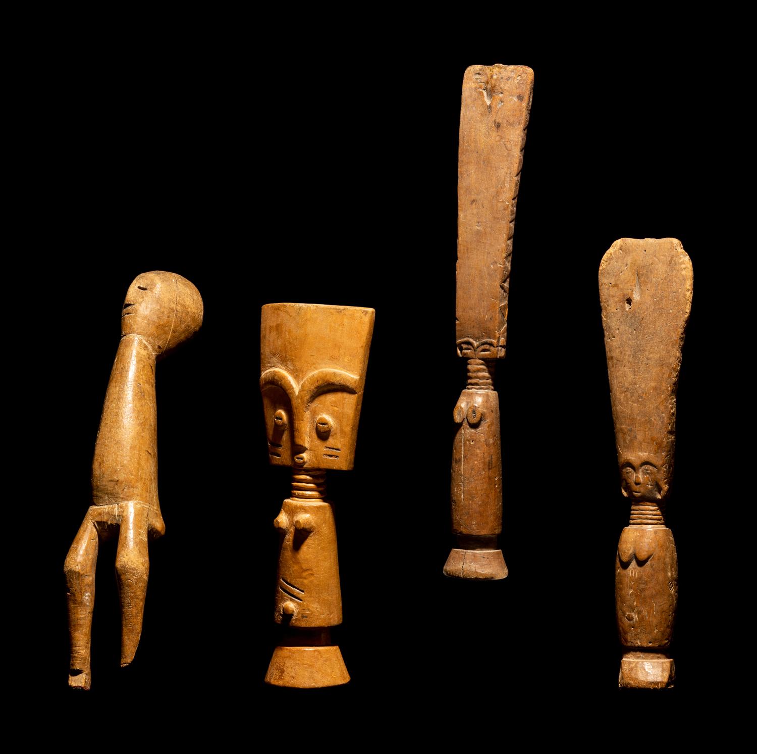 Four Ashanti Wood Fertility Dolls