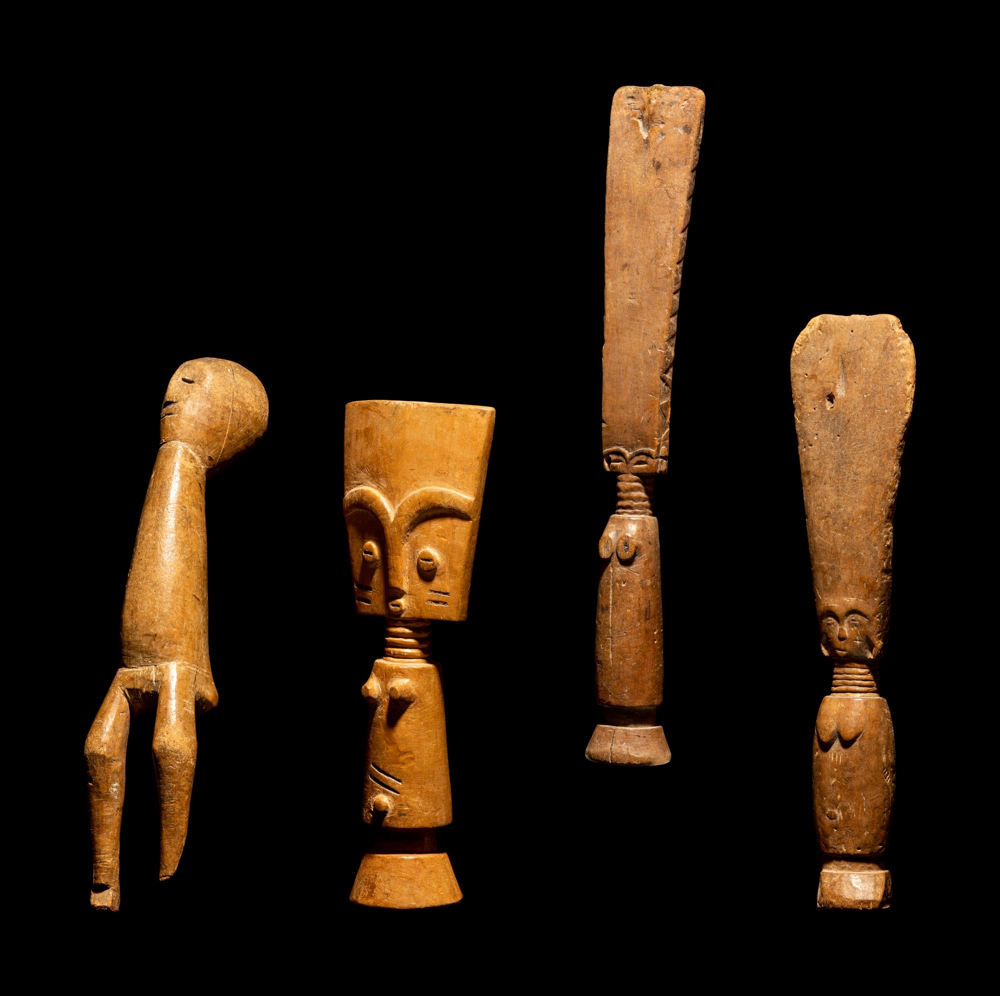 Four Ashanti Wood Fertility Dolls