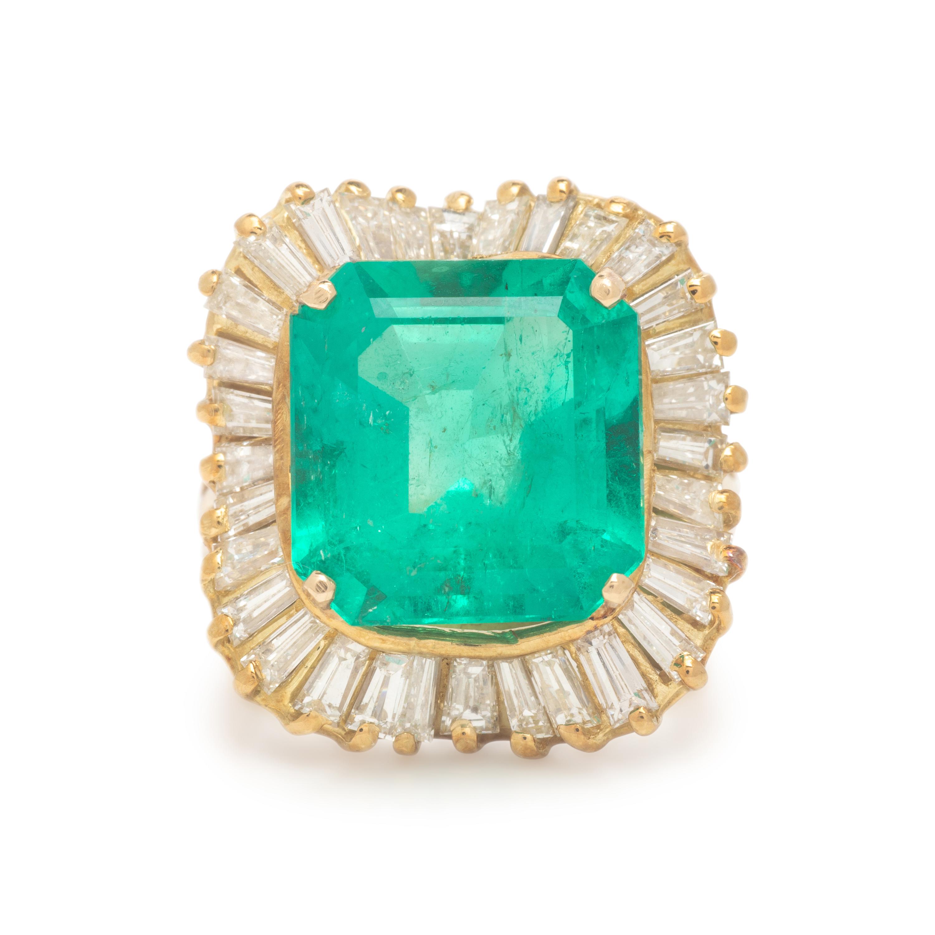 Colombian Emerald, Diamond, and Yellow Gold Ring