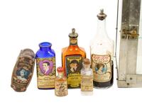 An Oak Shaving Stand and Emil J. Paidar Company Counter-Top Apothecary Cabinet