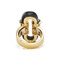 YELLOW GOLD, DIAMOND AND ONYX RING