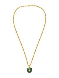 YELLOW GOLD, ENAMEL, AND SEED PEARL LOCKET AND CHAIN