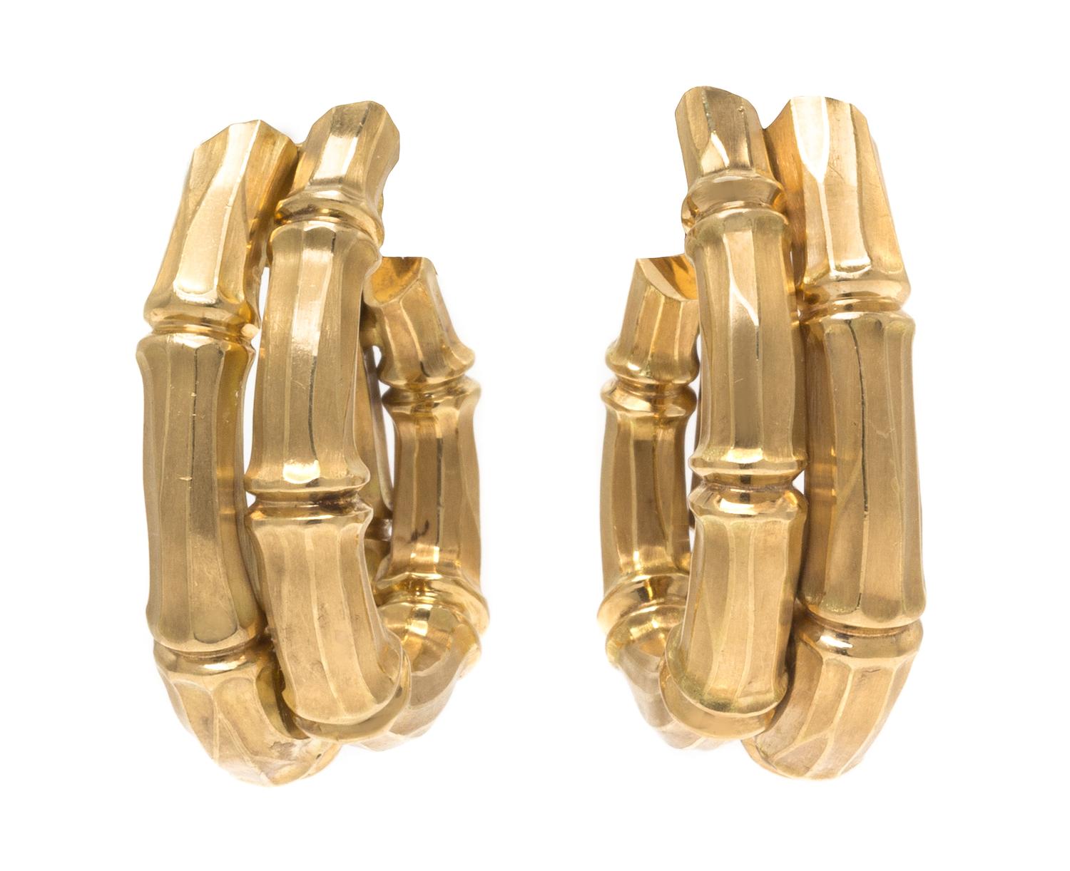 A Pair of 18 Karat Yellow Gold Hoop Earclips, Cartier, 30.90 dwts.