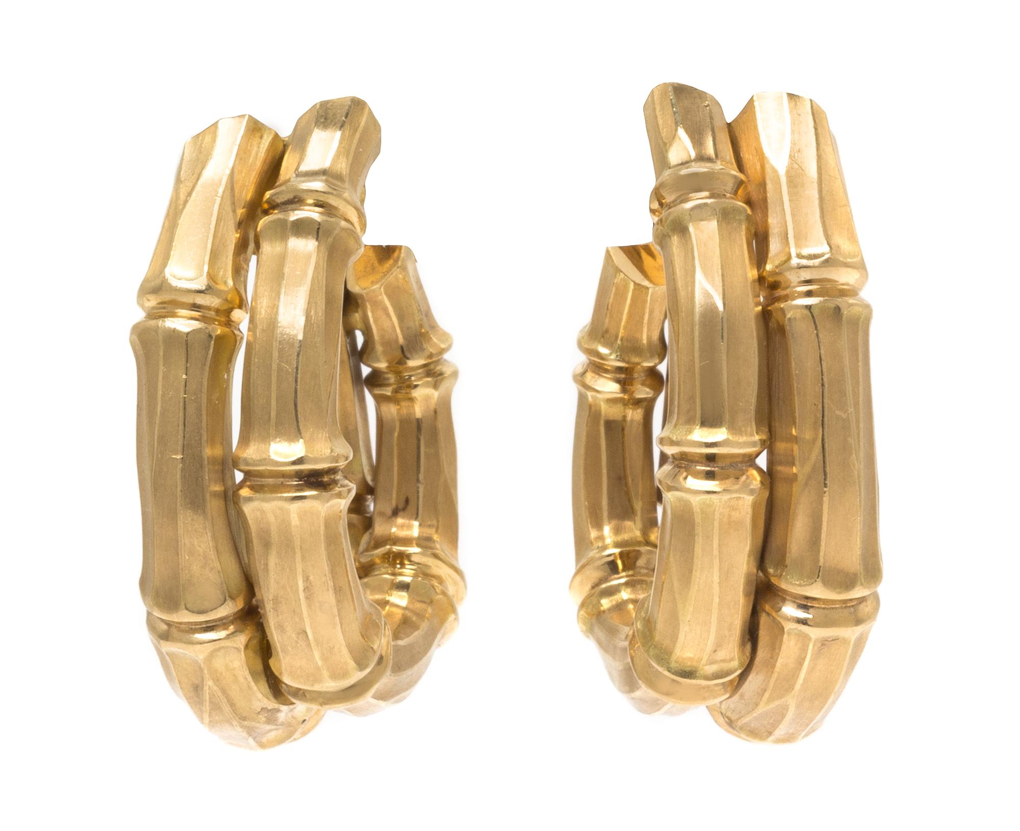 A Pair of 18 Karat Yellow Gold Hoop Earclips, Cartier, 30.90 dwts.