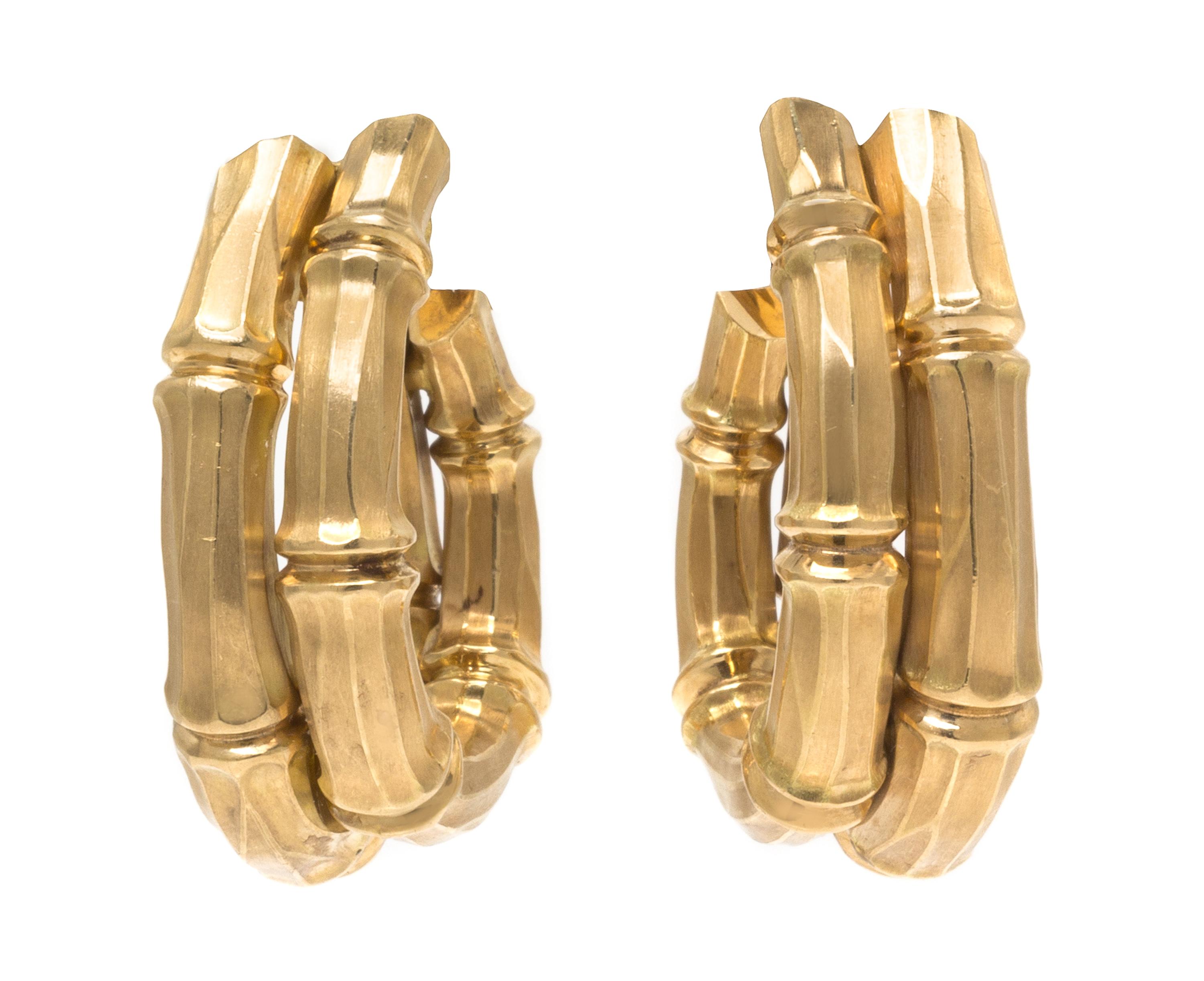 A Pair of 18 Karat Yellow Gold Hoop Earclips, Cartier, 30.90 dwts.