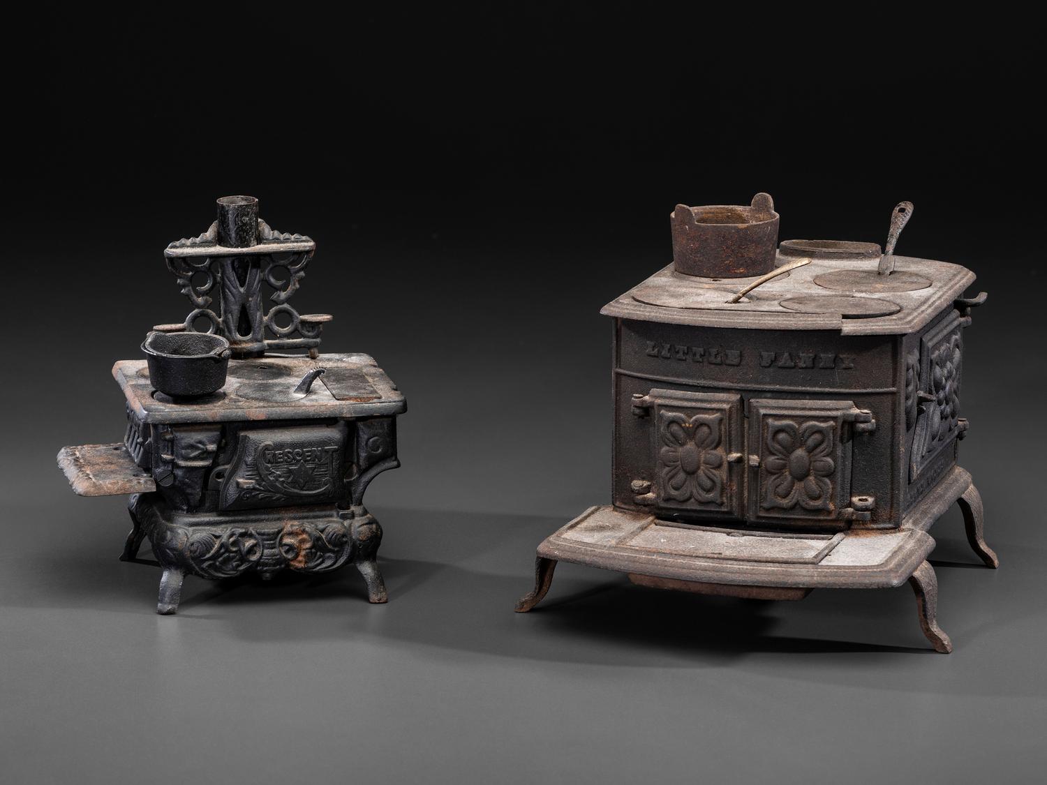 Two Salesman's Sample or Child's Toy Cast Iron Stoves