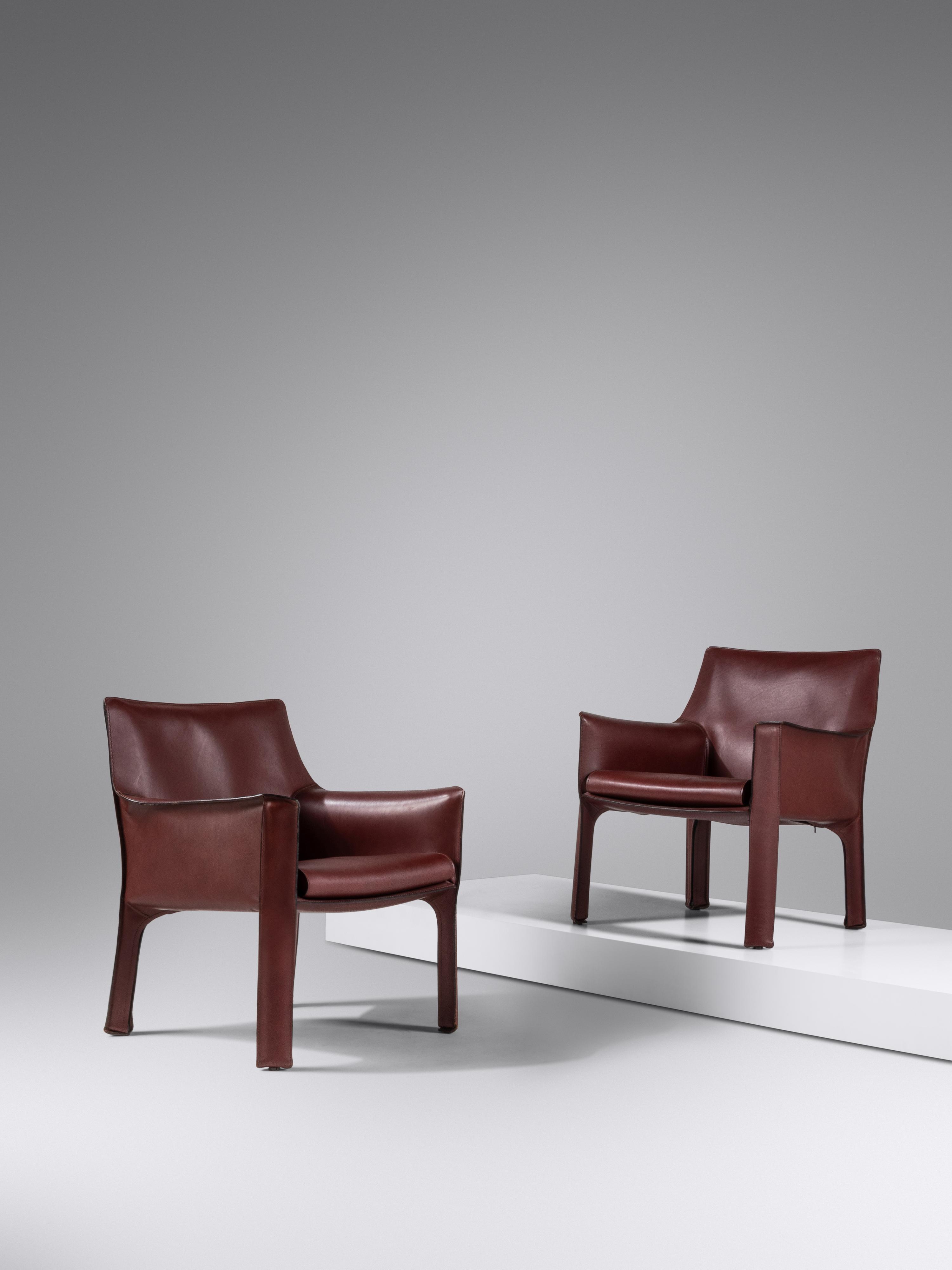 Set of Eight Cab Dining Chairs, c. 1976 Together with Two Cab Lounge Chairs Cassina, Italy