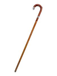 An English Silver Mounted Malacca Pipe-Smokers 'System' Walking Stick