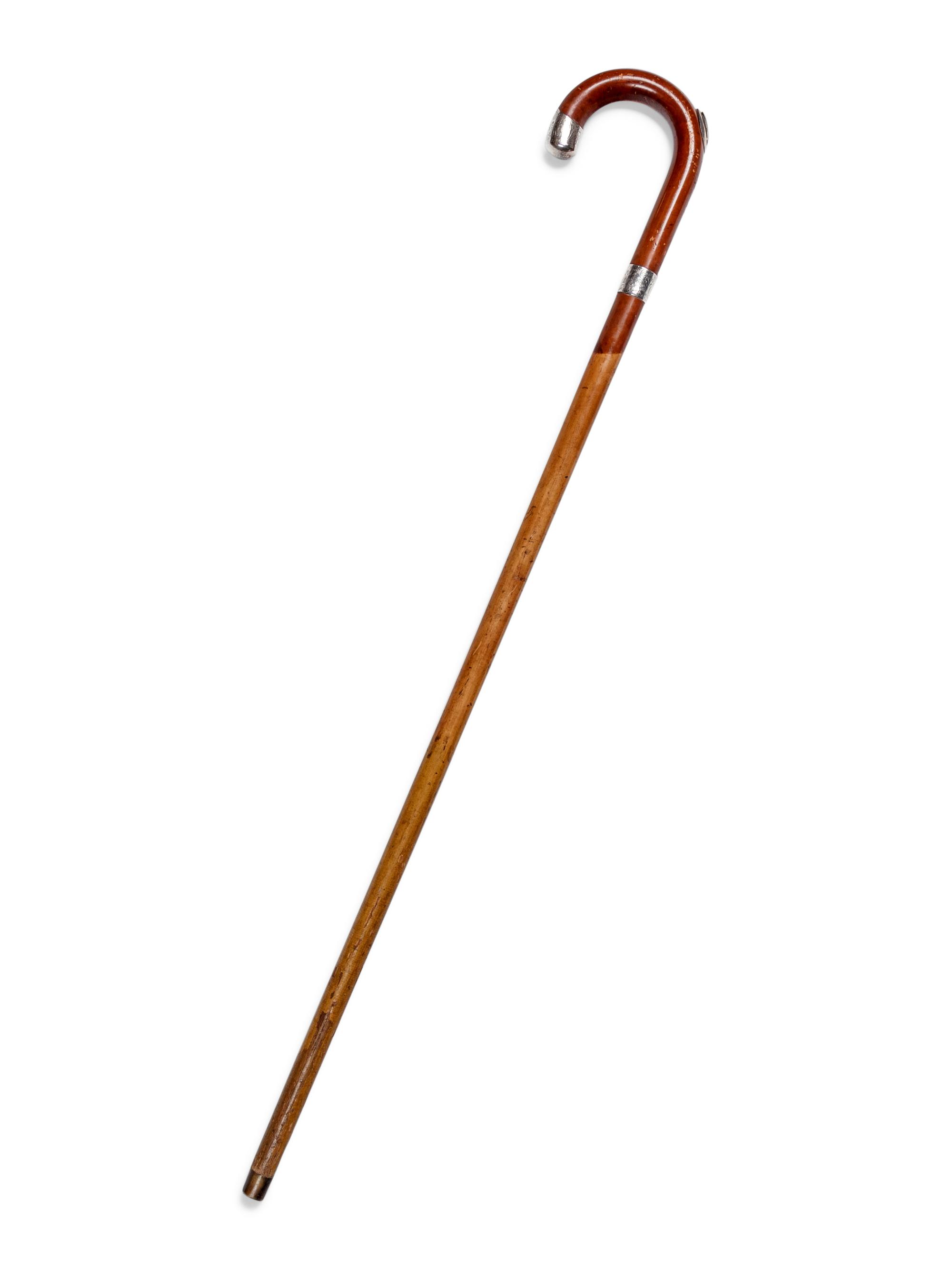 An English Silver Mounted Malacca Pipe-Smokers 'System' Walking Stick