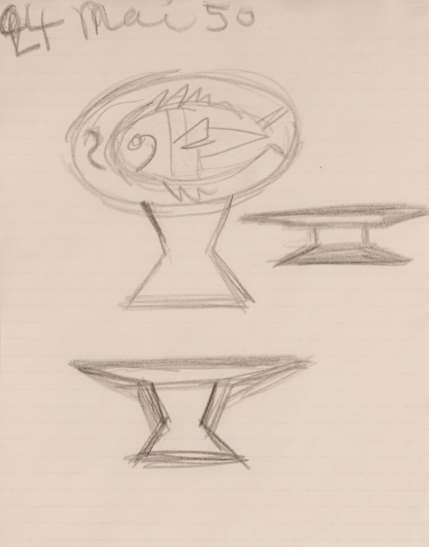 Etude pour Compotier avec Poisson ( Study for Fruit Dish with Fish ), May 24, 1950