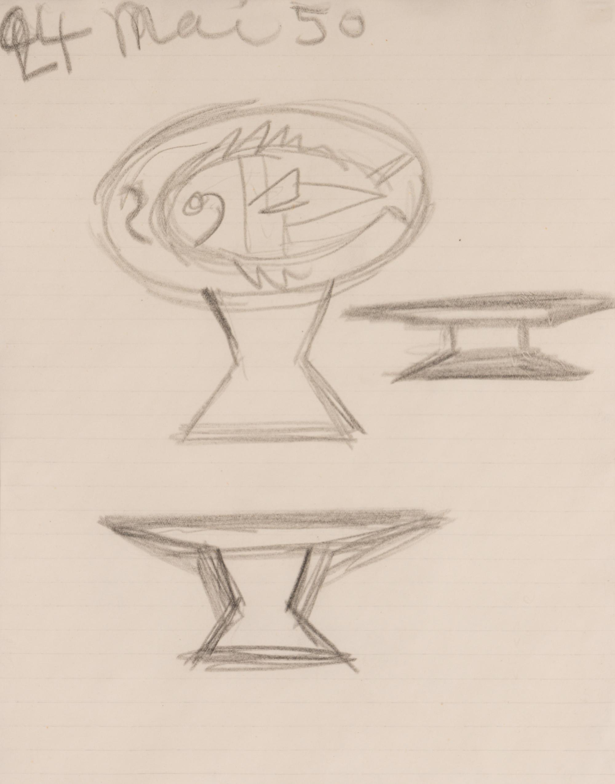 Etude pour Compotier avec Poisson ( Study for Fruit Dish with Fish ), May 24, 1950