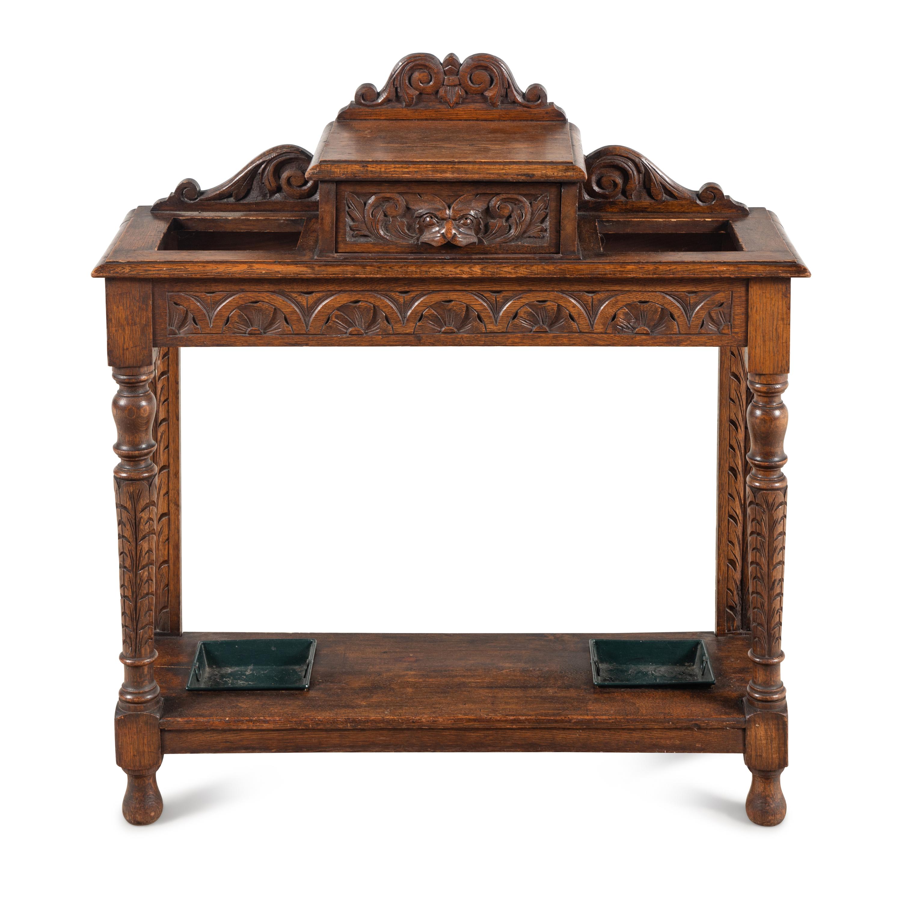 An English Renaissance Revival Carved Oak Umbrella Stand