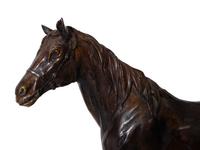 A Large Cast Bronze Horse Sculpture on Elaborate Plinth