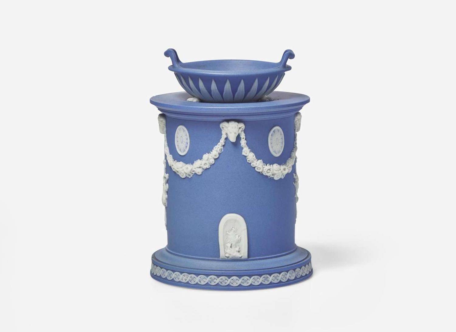 A Wedgwood Solid Blue Jasperware Altar Form Vase, UK, late 18th century