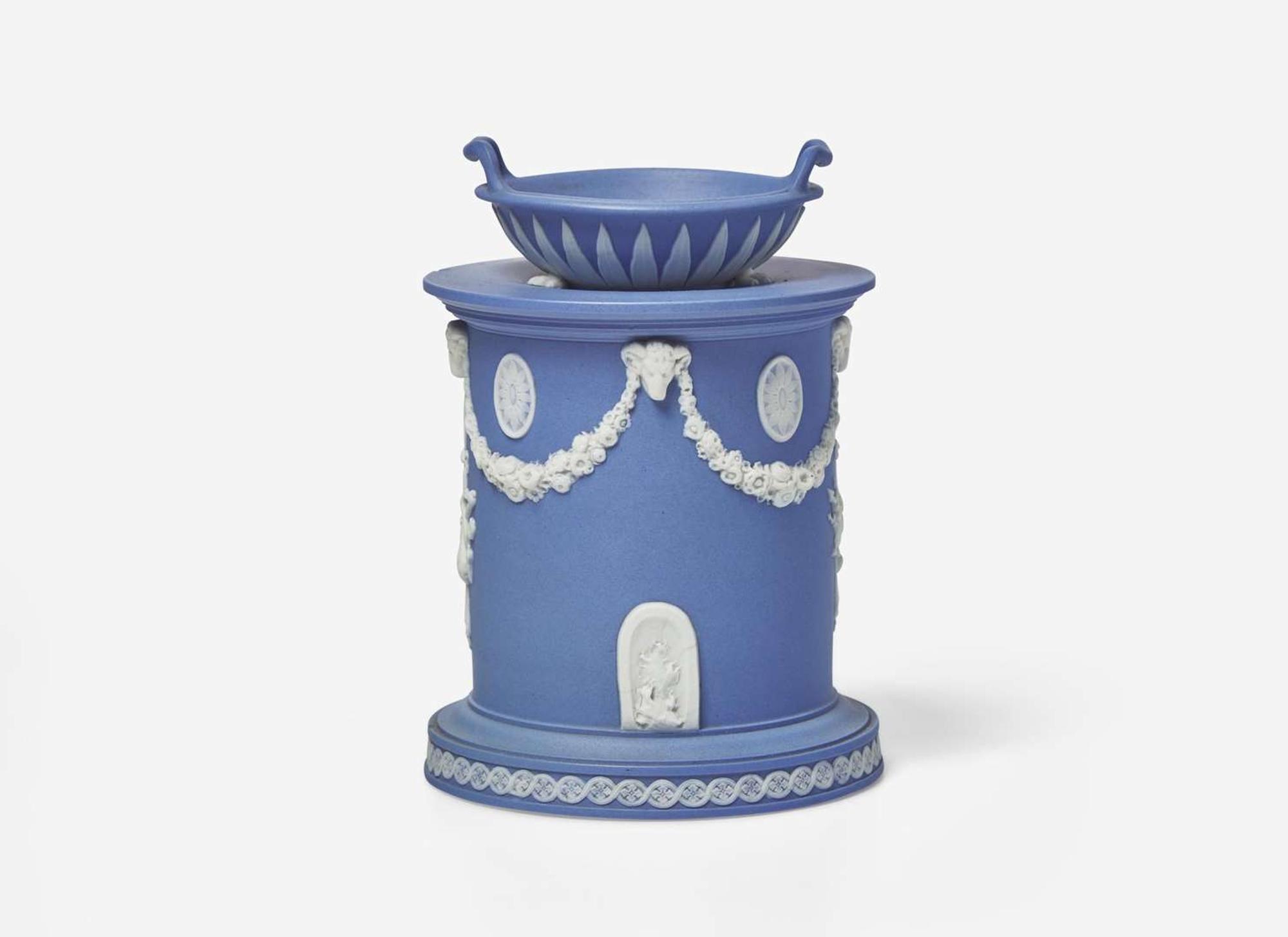 A Wedgwood Solid Blue Jasperware Altar Form Vase, UK, late 18th century