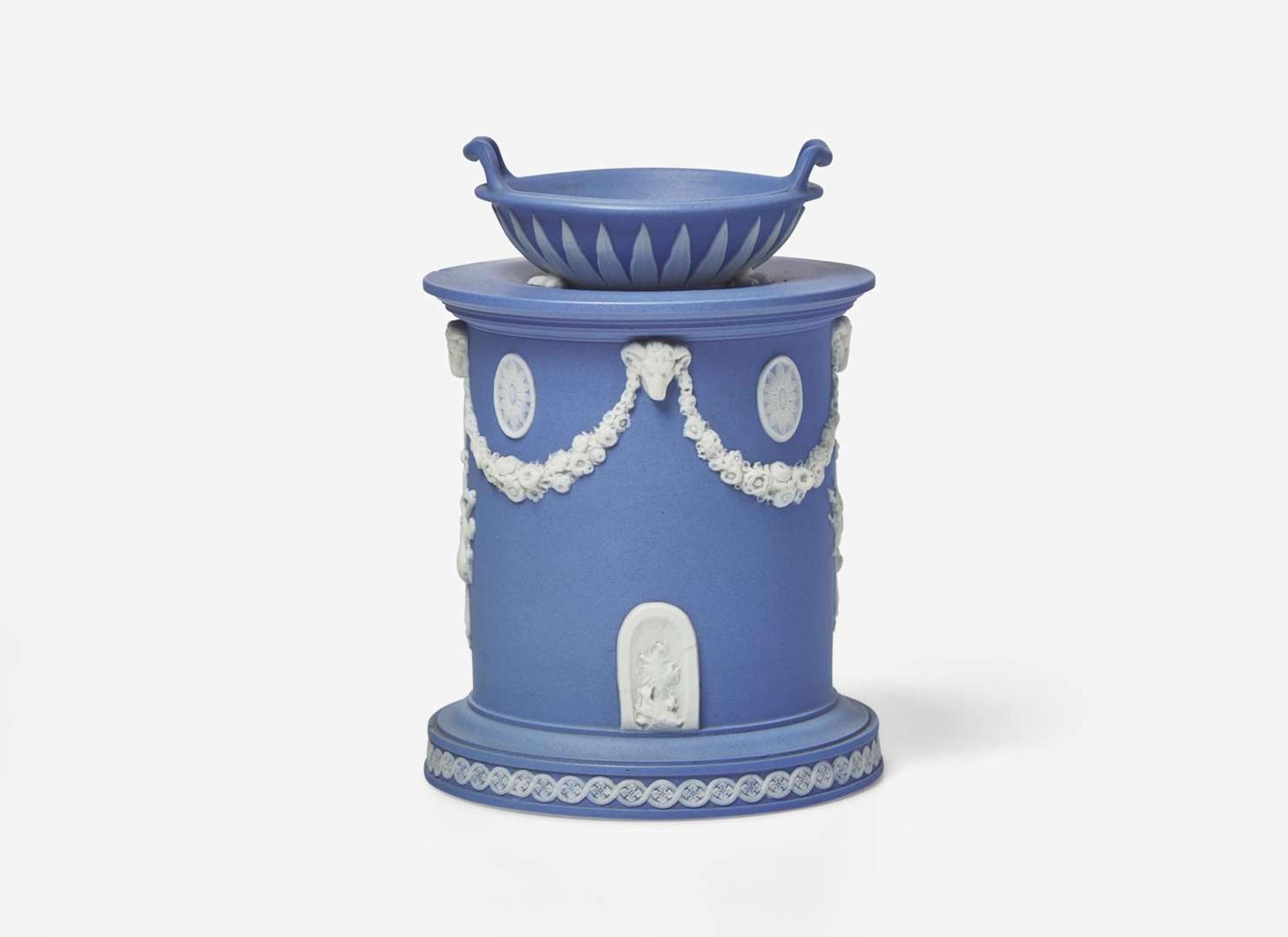 A Wedgwood Solid Blue Jasperware Altar Form Vase, UK, late 18th century