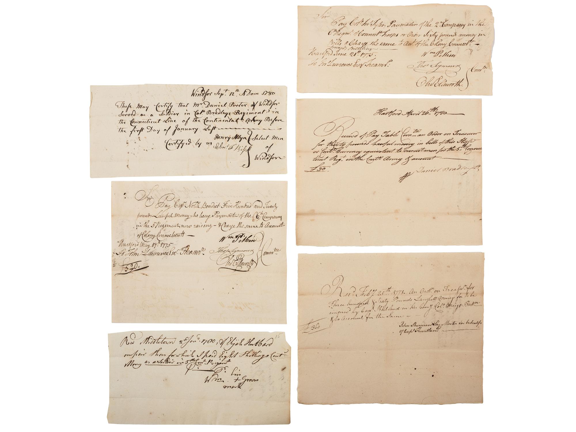 [REVOLUTIONARY WAR] -- [WAR OF 1812]. A group of colonial and early American documents and ephemera, comprising: