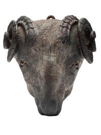 A Carved and Painted Wood Ram Figurehead